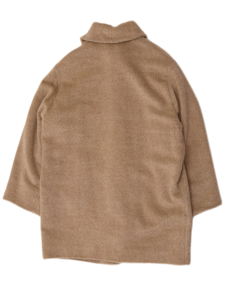 Cappotto oversize da donna vintage UK 12 in lana beige medio
