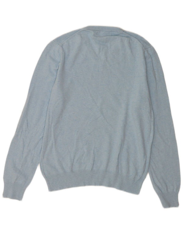 Maglione da uomo con scollo a V Marks & Spencer in cotone blu medio
