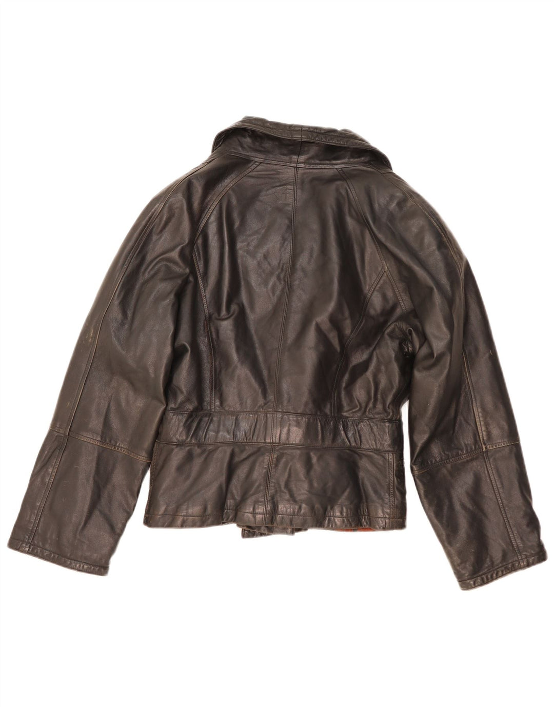 Giacca in pelle da donna vintage UK 14 in pelle nera media