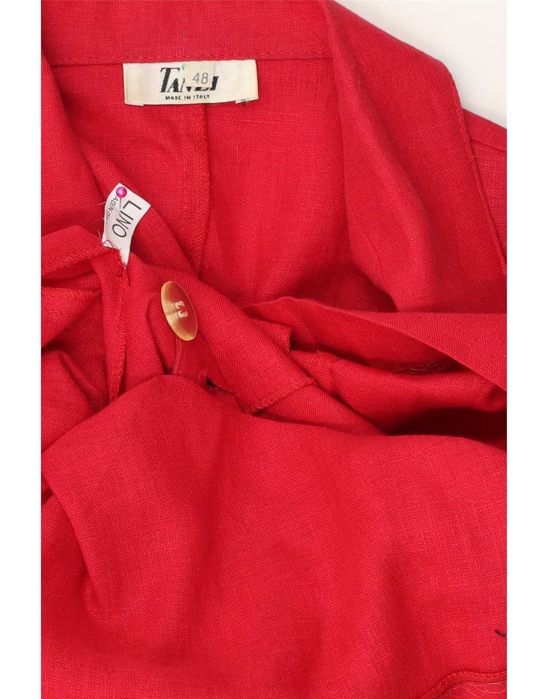 Giacca blazer doppiopetto a maniche corte da donna vintage IT 48 XL rossa