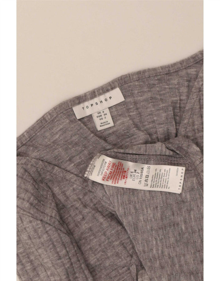 Topshop Top corto da donna a maniche lunghe UK 6 XS poliestere grigio