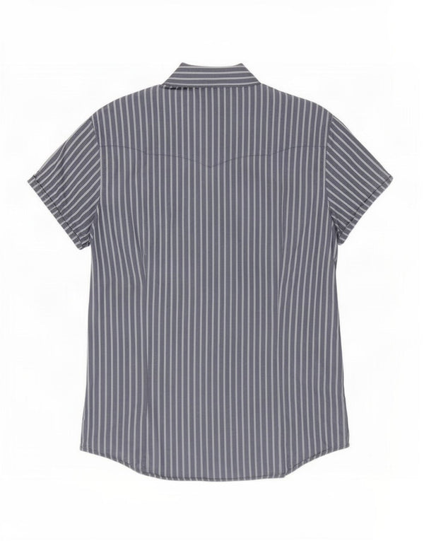 Camicia a maniche corte da uomo Wrangler 2XL cotone gessato blu navy