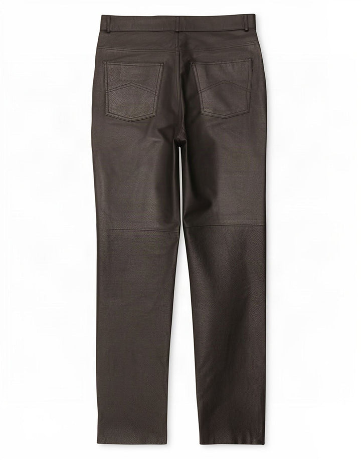 Pantaloni dritti in pelle vintage da donna EU 40 medi W29 L31 neri