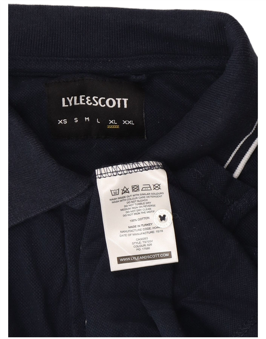 Polo da uomo Lyle & Scott XL in cotone blu navy