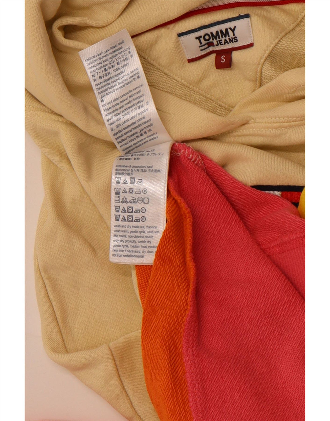 TOMMY HILFIGER Felpa con cappuccio da donna UK 10 Small multicolore Colourblock