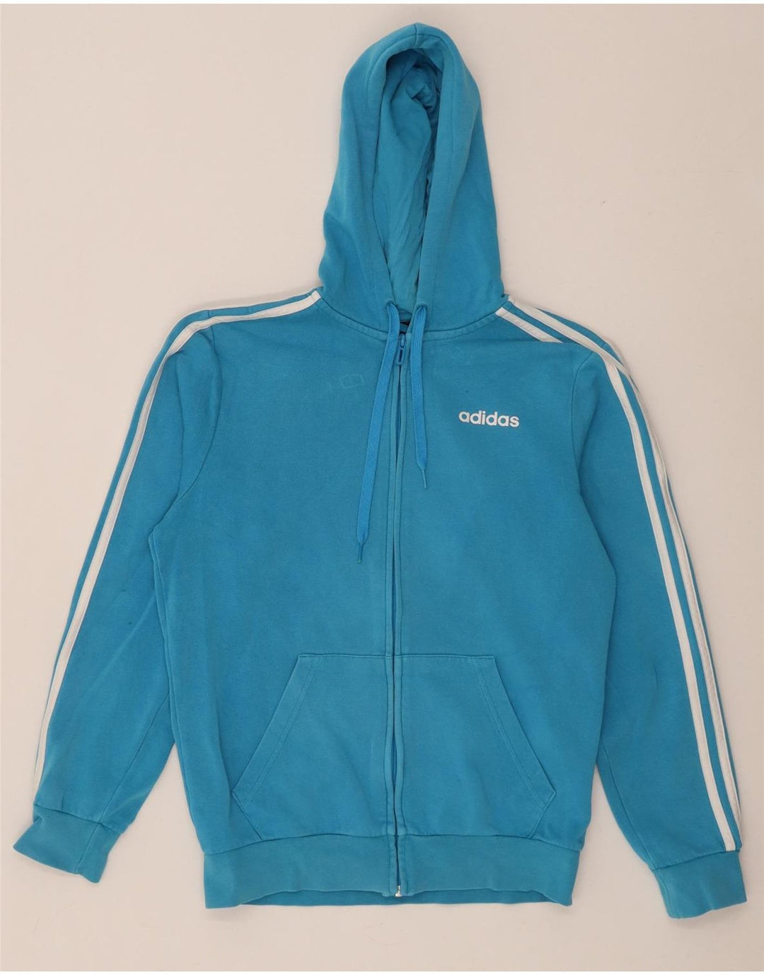 Maglione con cappuccio e zip Adidas da uomo piccolo in cotone blu