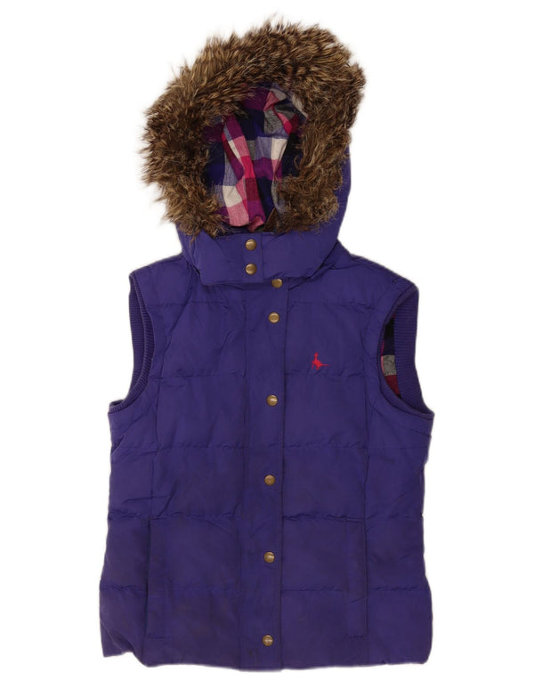 Gilet imbottito con cappuccio da donna Jack Wills UK 8 piccolo viola