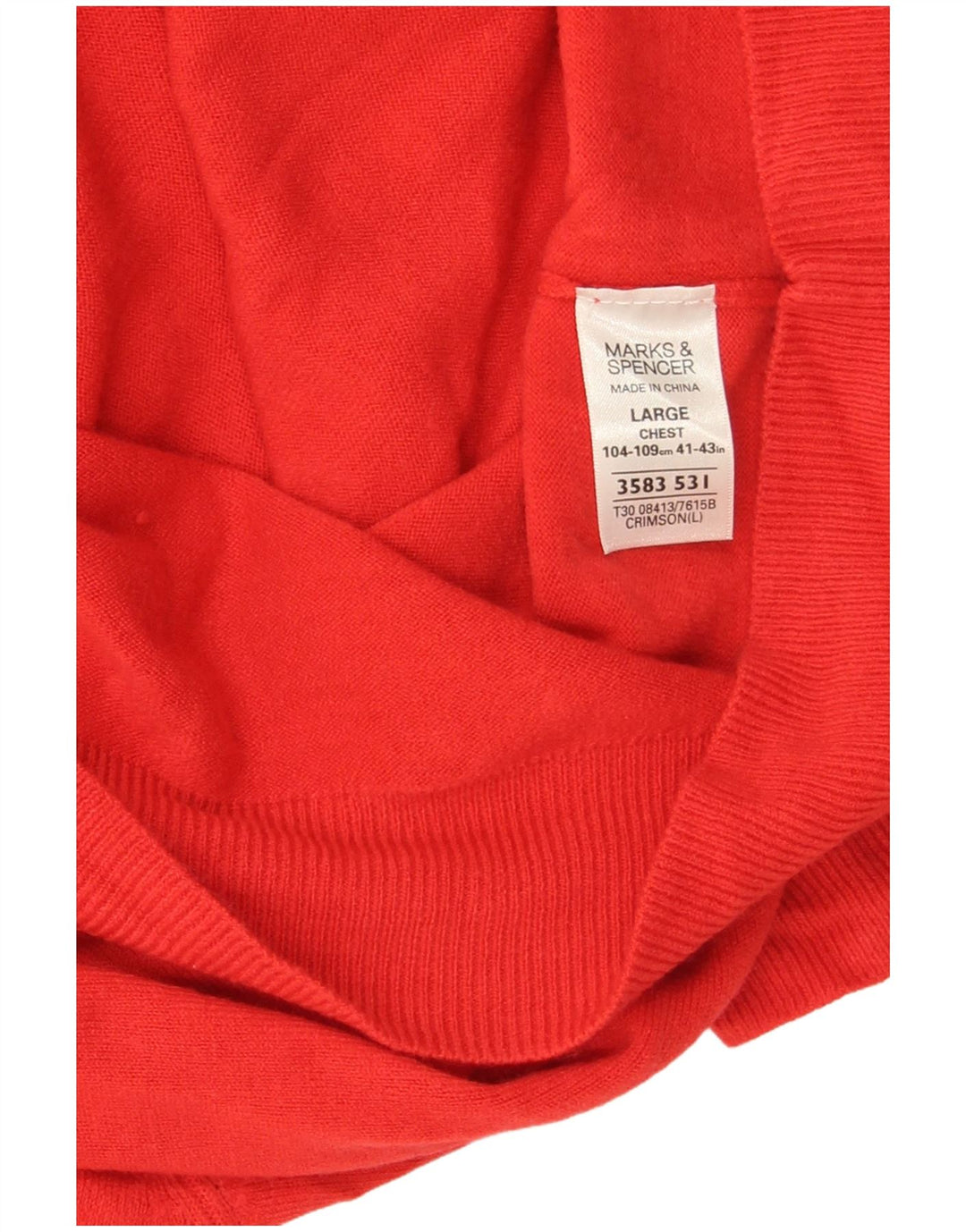 Marks & Spencer Maglione da uomo con scollo a V blu Harbour Grande acrilico rosso