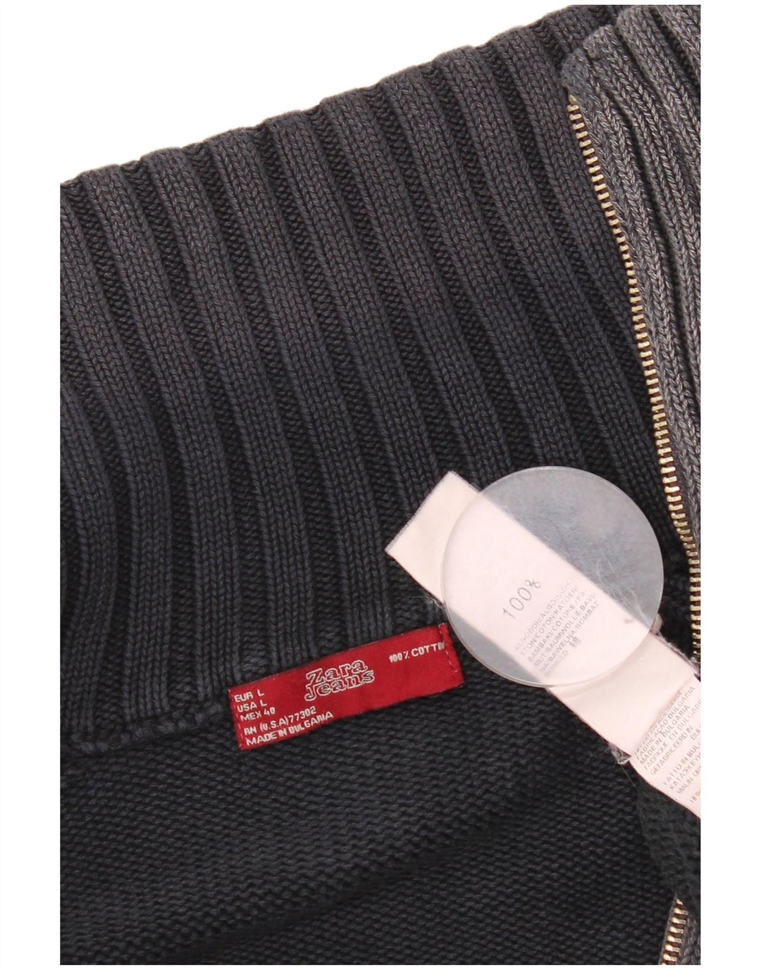 Maglione cardigan da uomo Zara grande in cotone grigio