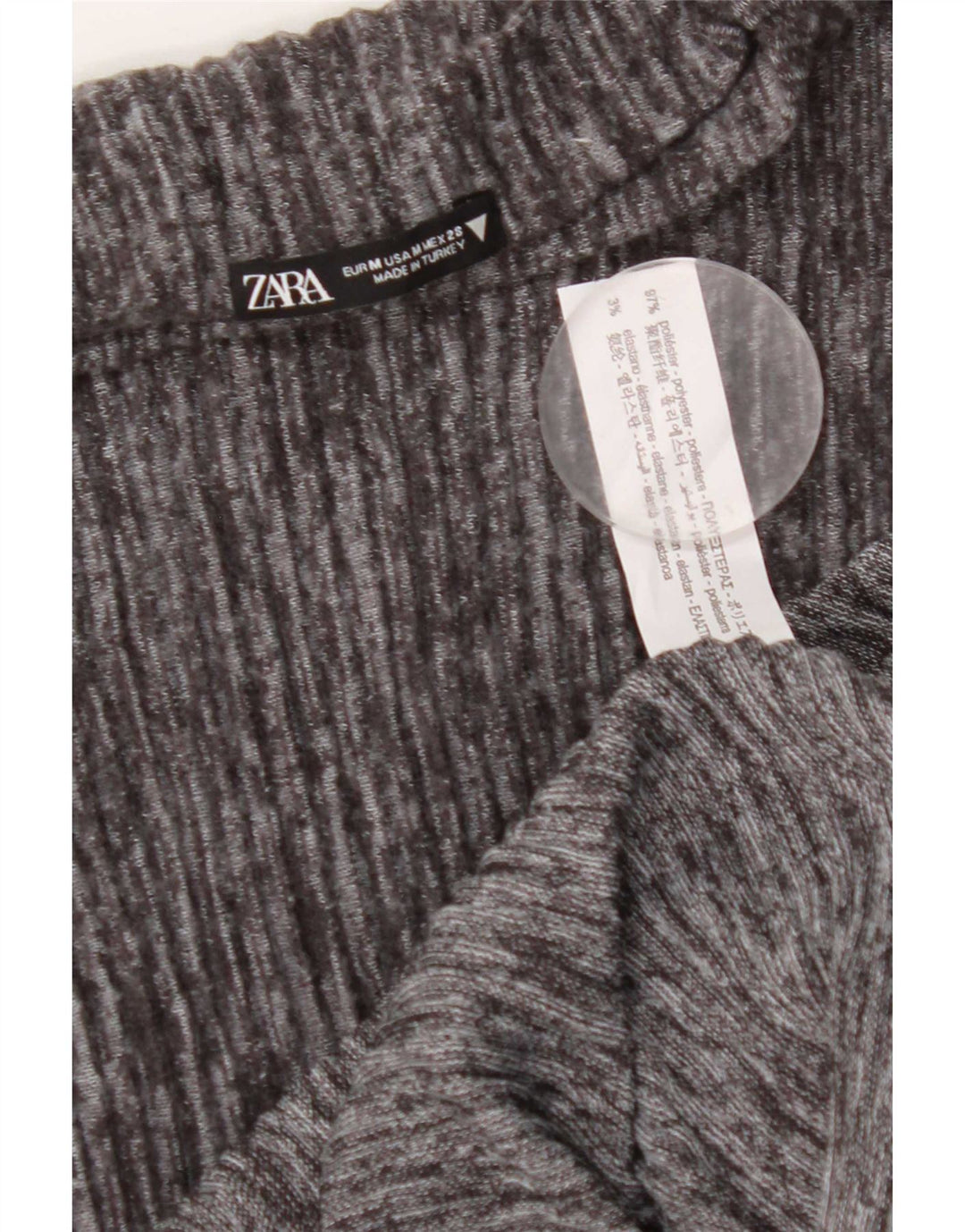 Vestito lungo senza maniche da donna Zara UK 12 Poliestere grigio medio