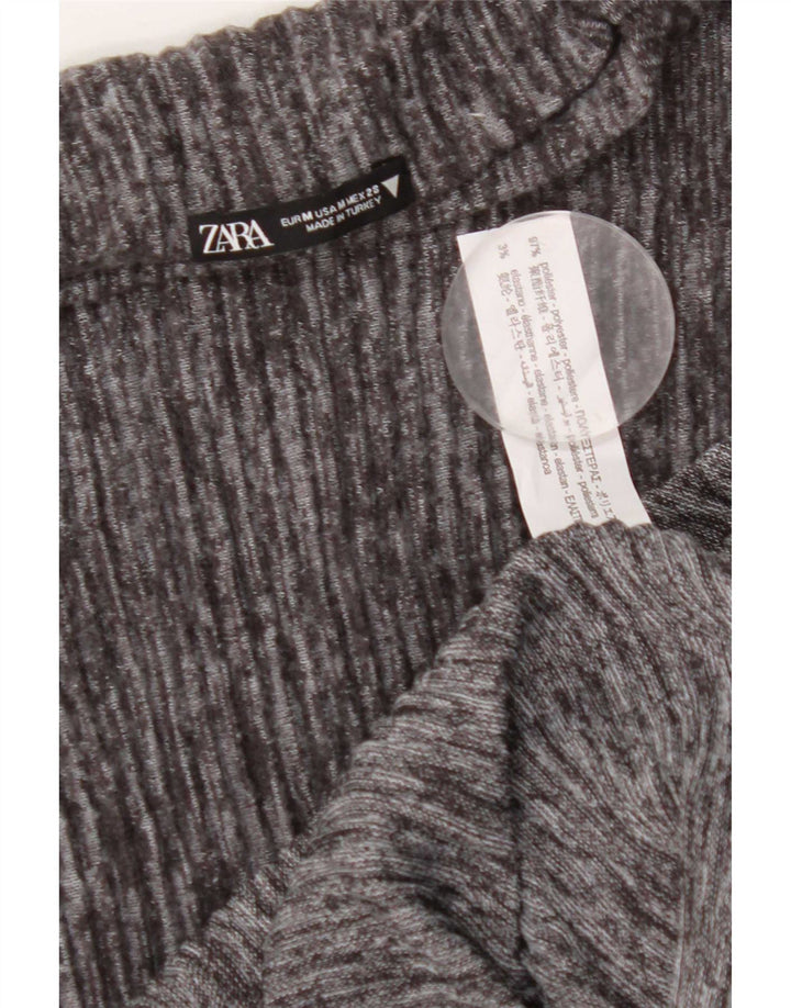 Vestito lungo senza maniche da donna Zara UK 12 Poliestere grigio medio