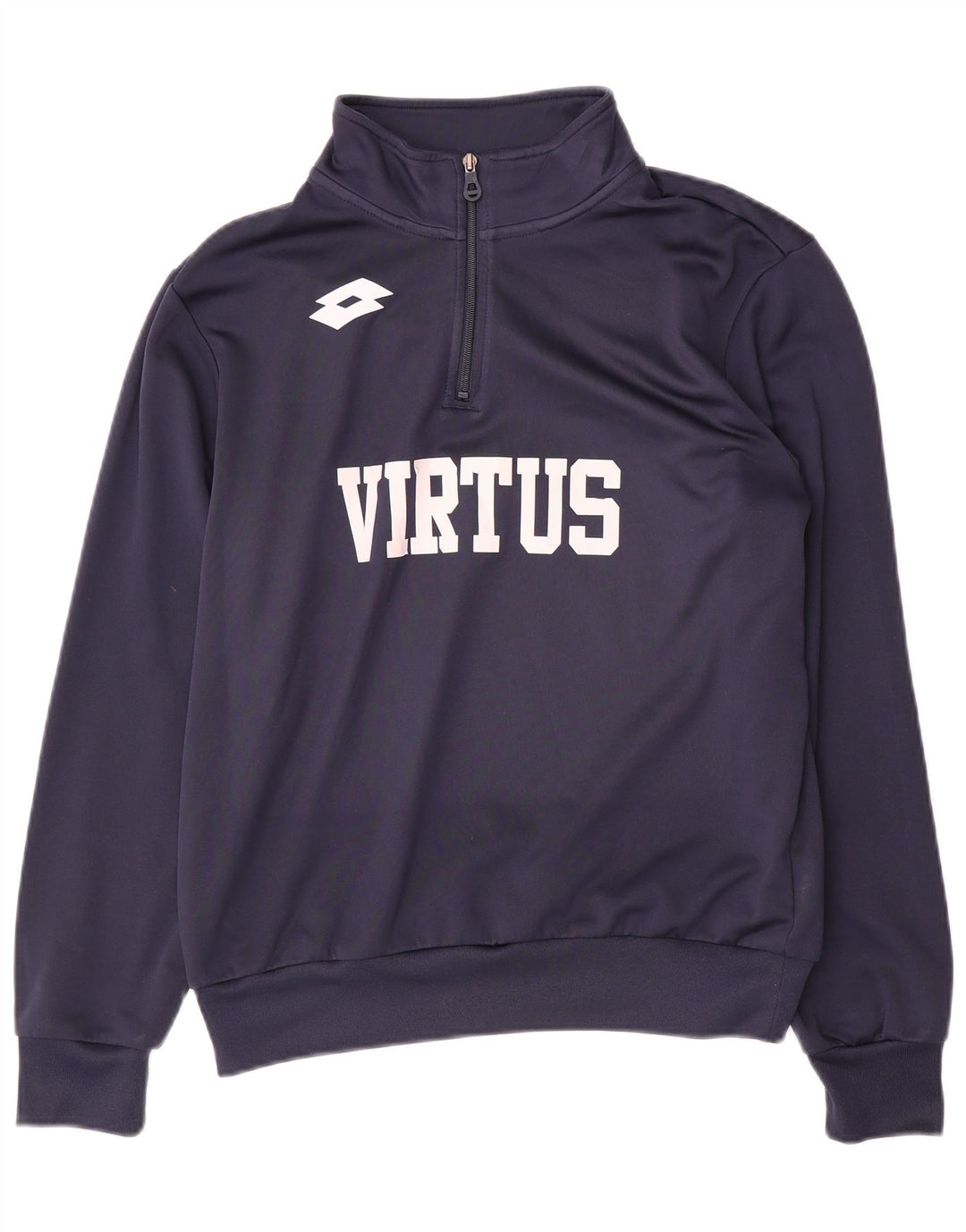 Felpa da uomo con collo con zip grafica Lotto Maglione medio blu navy in poliestere
