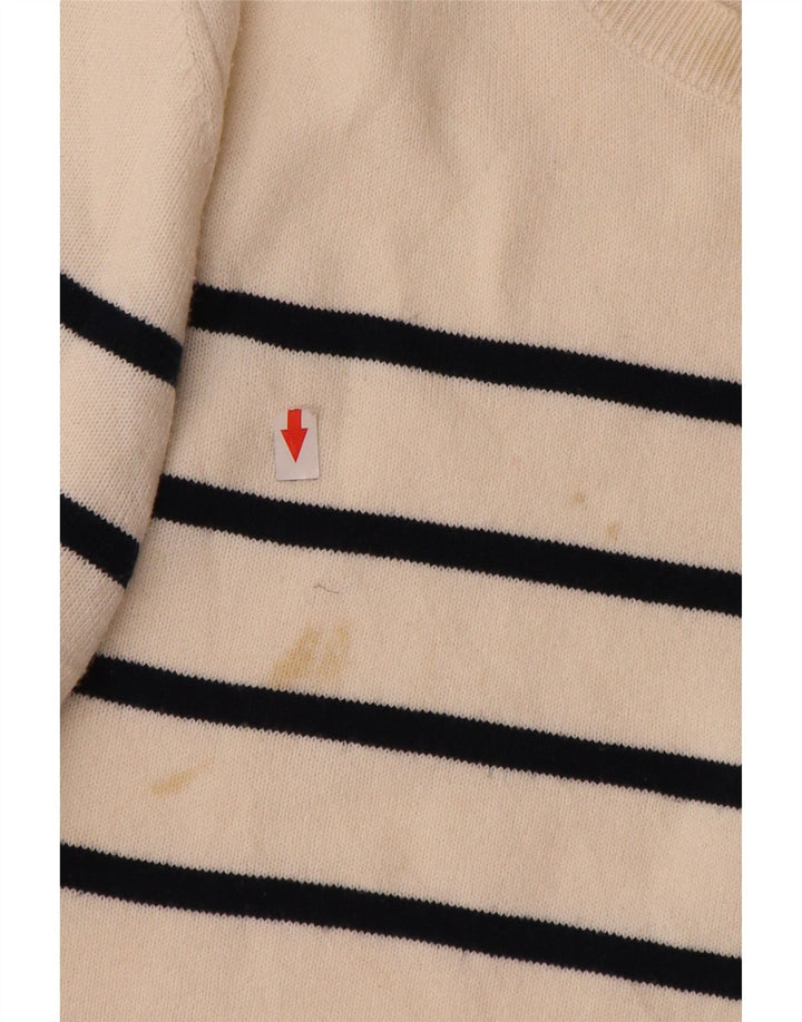 Maglione maglione con scollo a barca da donna Marks & Spencer UK 12 a righe bianche medie