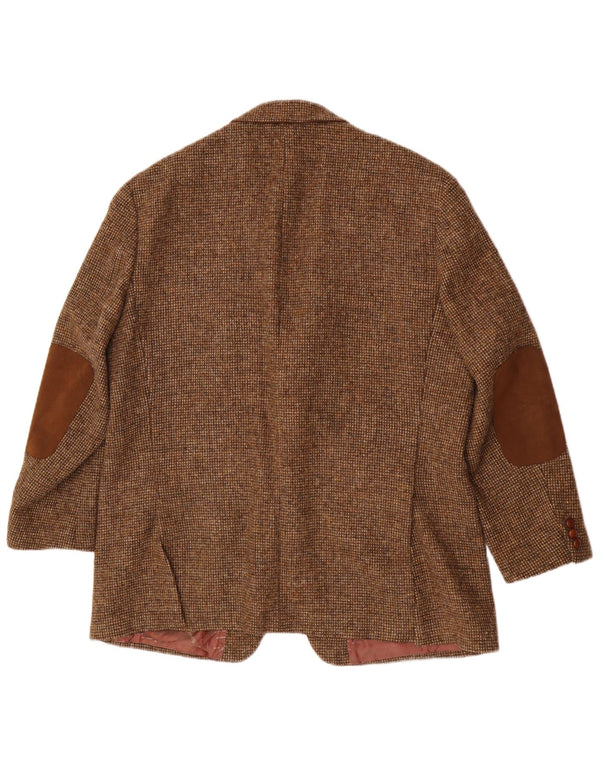 Giacca blazer a 2 bottoni da uomo Harris Tweed UK 46 3XL Lana vergine marrone