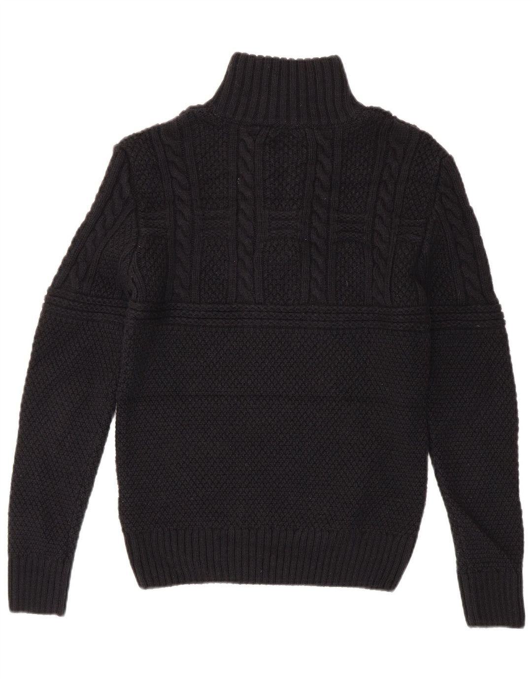 Maglione da uomo con collo con zip Superdry, piccolo in acrilico nero