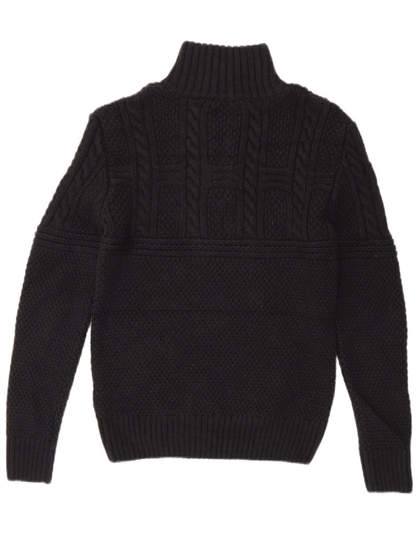 Maglione da uomo con collo con zip Superdry, piccolo in acrilico nero