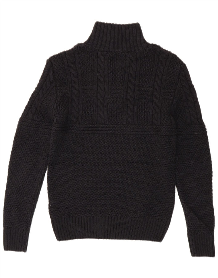 Maglione da uomo con collo con zip Superdry, piccolo in acrilico nero