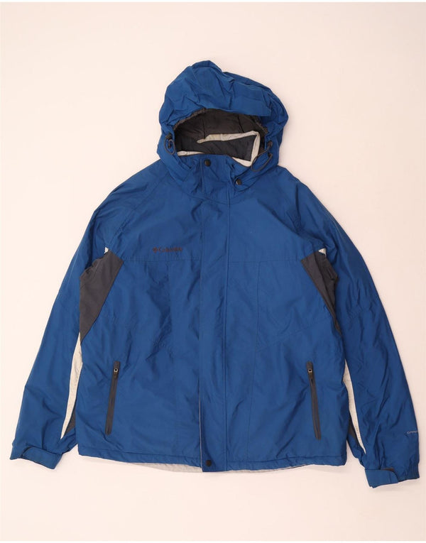 Giacca a vento con cappuccio da uomo Columbia UK 42 XL Nylon color block blu