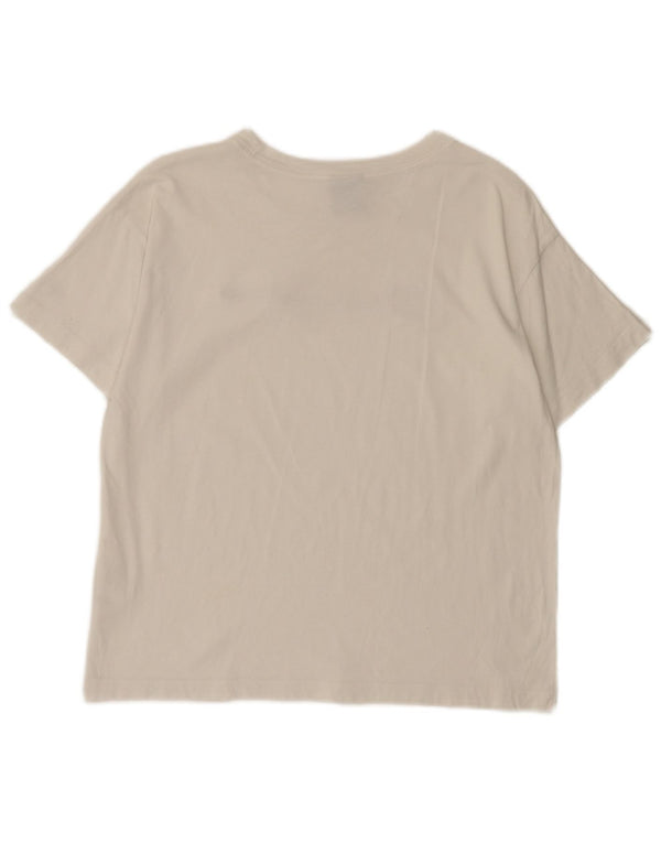 T-shirt grafica da donna Champion Top UK 14 grande cotone bianco