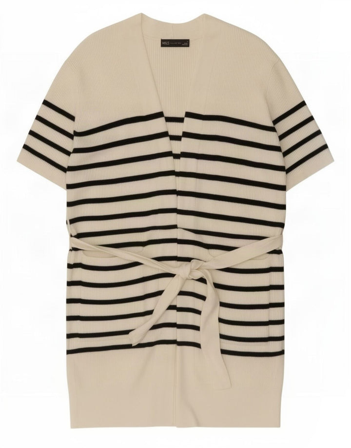 Maglione cardigan lungo da donna Marks & Spencer UK 14 medio bianco sporco