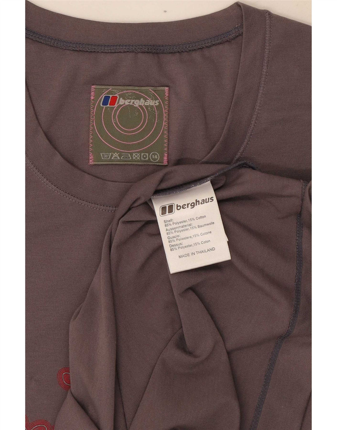 T-shirt grafica da donna Berghaus Top UK 14 Poliestere grigio medio