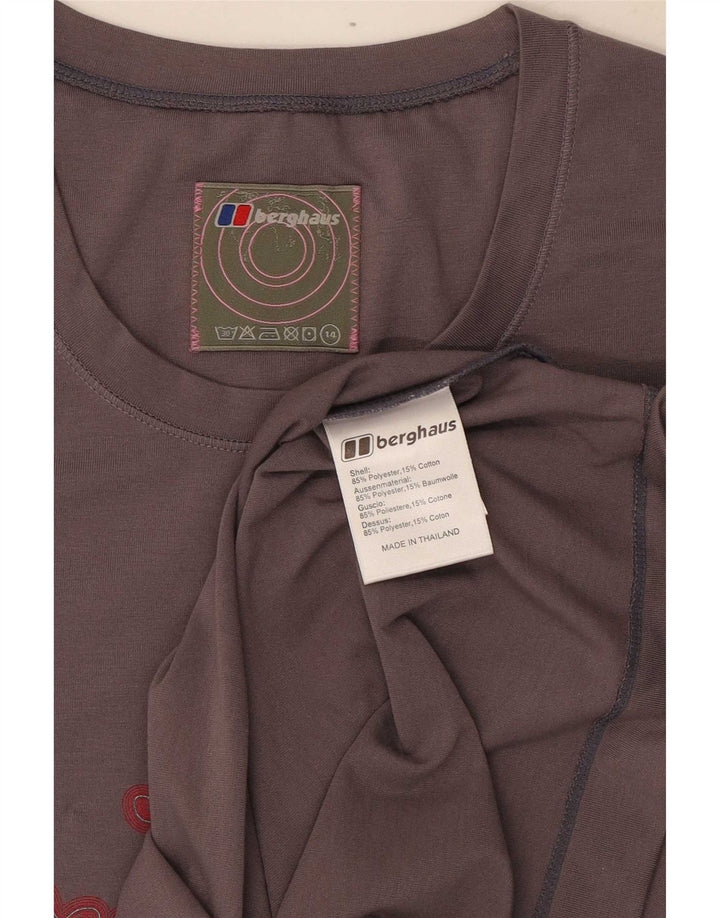 T-shirt grafica da donna Berghaus Top UK 14 Poliestere grigio medio