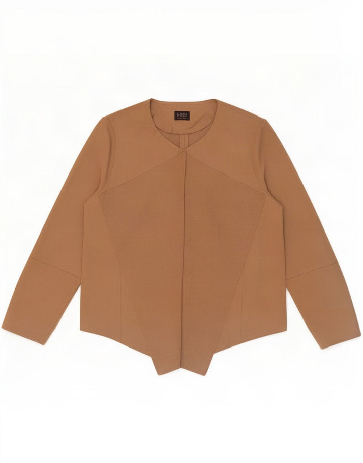 Top cardigan aperto da donna Marks & Spencer UK 18 XL Poliestere beige