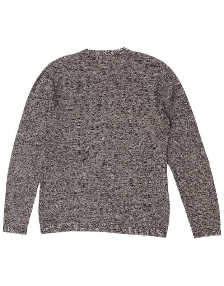 Maglione maglione girocollo da uomo Jack & Jones grande cotone chiazzato grigio