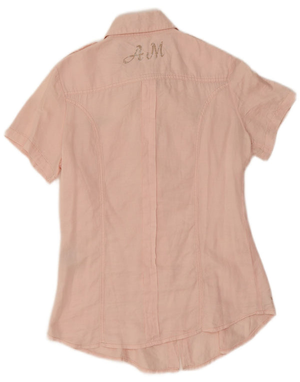 Camicia a maniche corte grafica da donna Aeronautica Militare UK 10 Small Rosa