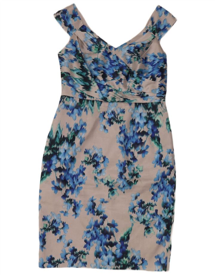 Abito tubino senza maniche da donna Monsoon UK 14 Grande poliestere floreale grigio