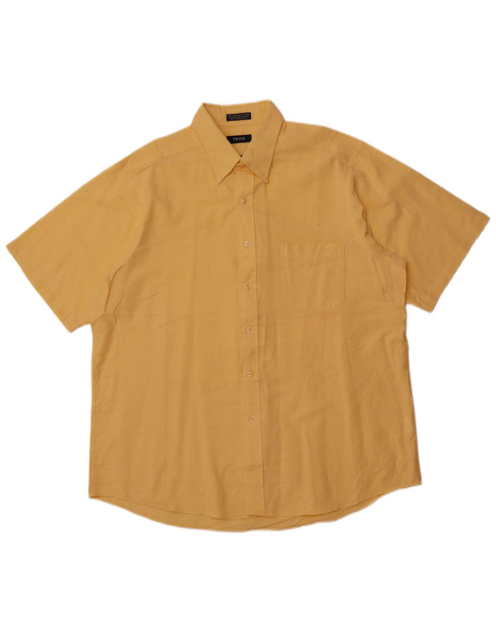 Camicia a maniche corte da uomo IZOD taglia 17 XL in cotone giallo