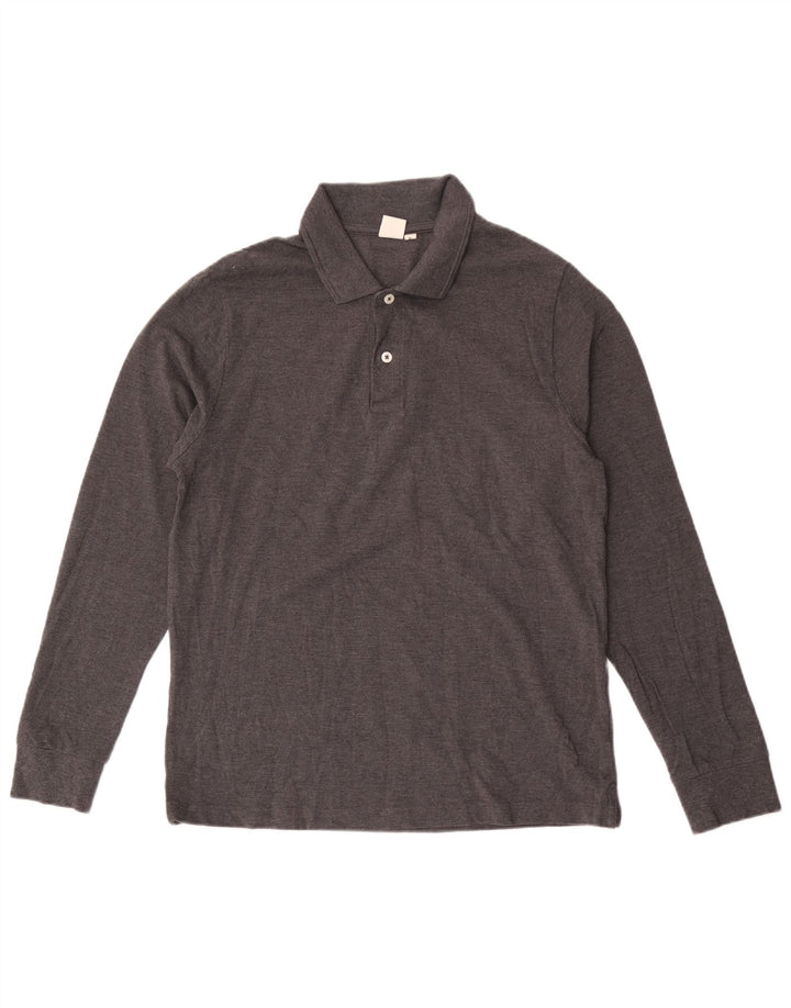 Polo da uomo a maniche lunghe John Lewis in cotone grigio medio