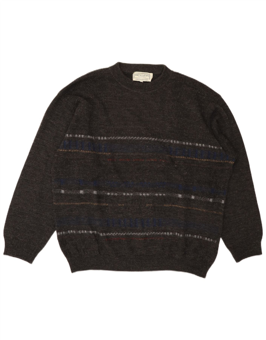 Maglione maglione girocollo da uomo BEXLEYS XL poliacrilico a righe grigie