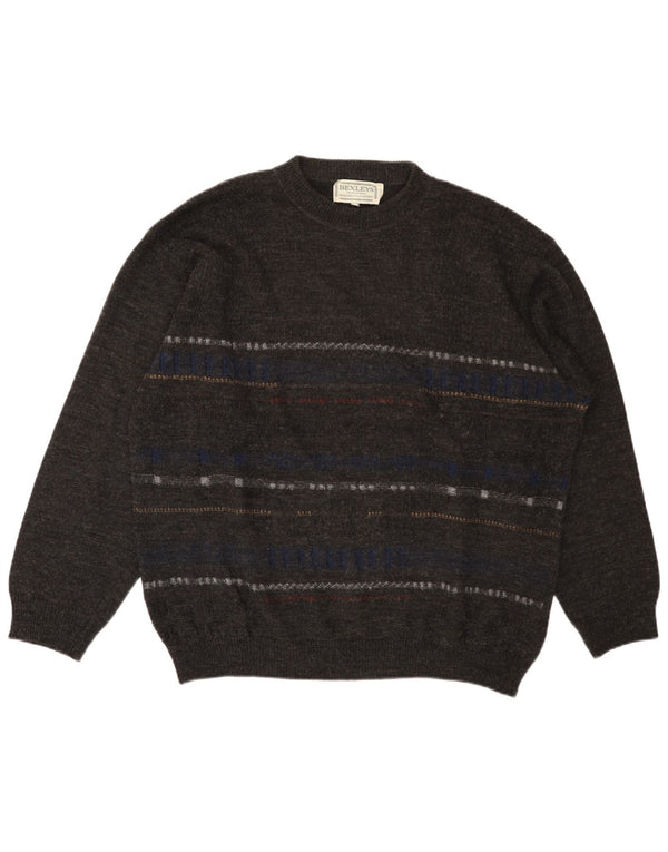 Maglione maglione girocollo da uomo BEXLEYS XL poliacrilico a righe grigie