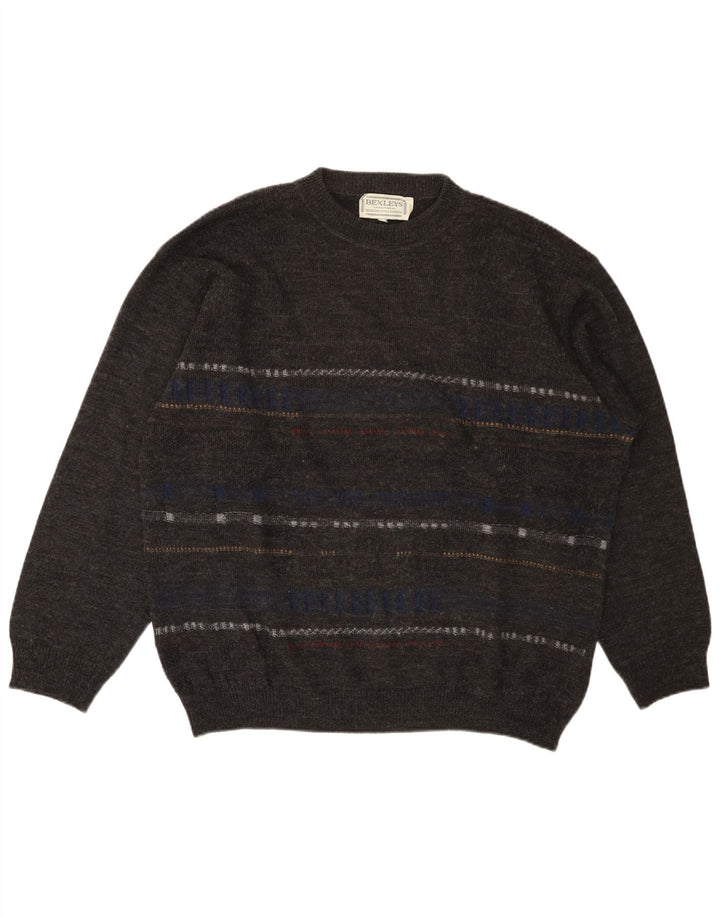 Maglione maglione girocollo da uomo BEXLEYS XL poliacrilico a righe grigie