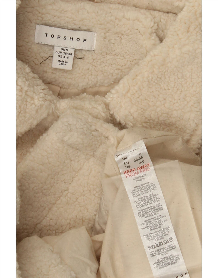 Topshop Giacca in pile oversize da donna UK 10 Small Beige Poliestere