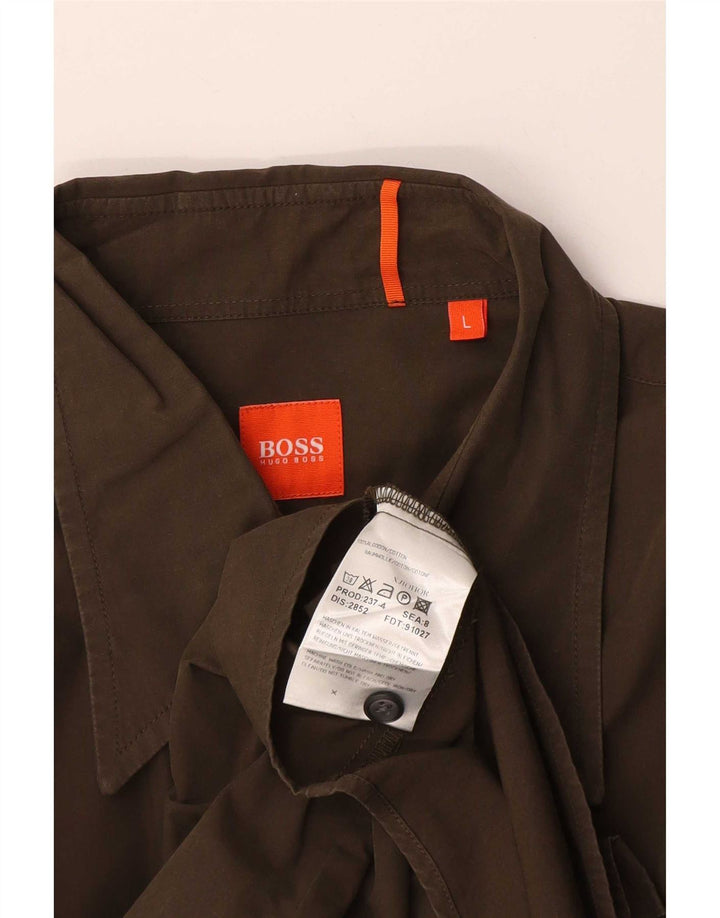 Camicia da uomo Hugo Boss Large in cotone kaki