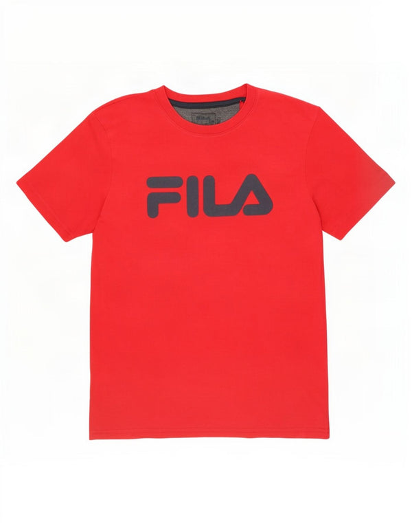 T-shirt grafica da uomo Fila Top in cotone rosso medio