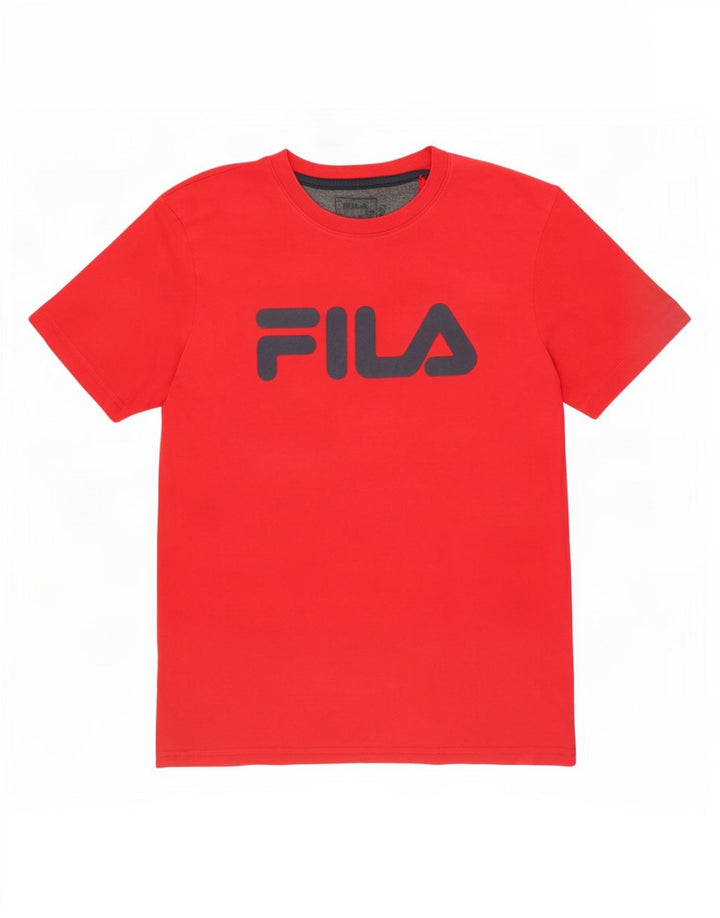 T-shirt grafica da uomo Fila Top in cotone rosso medio
