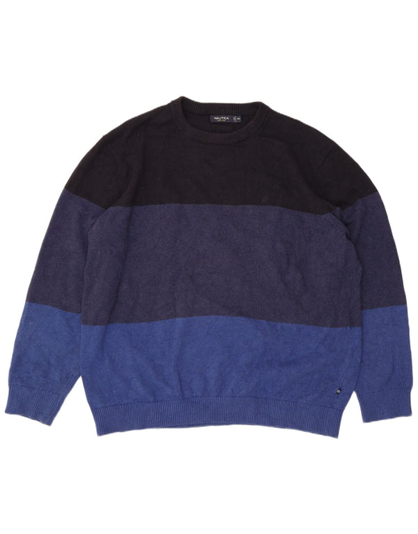Maglione maglione girocollo da uomo, vestibilità regolare, Nautica 2XL blu a blocchi di colore