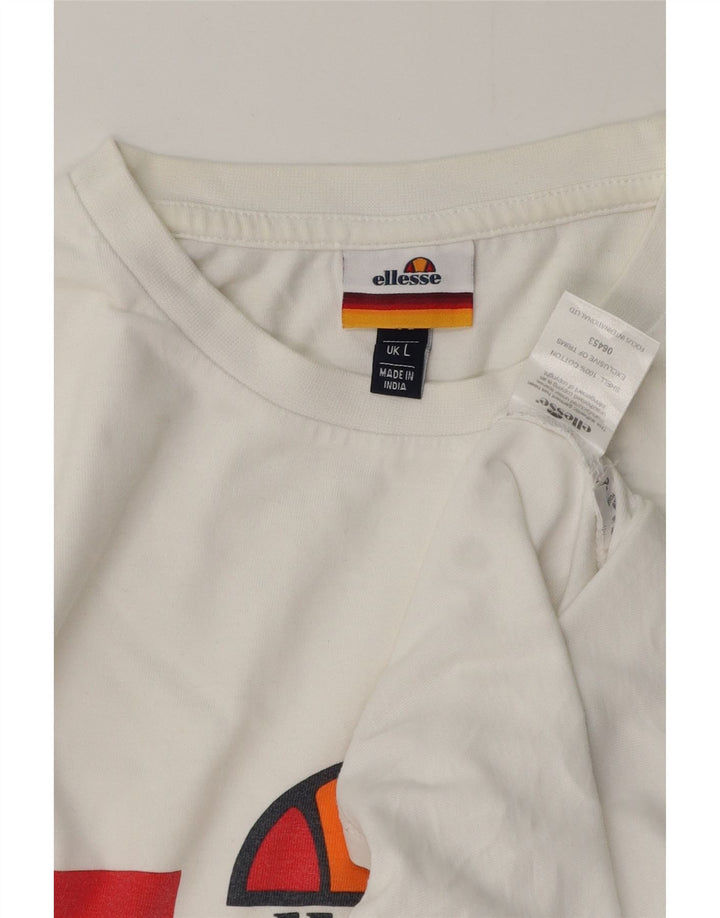 T-shirt da uomo Ellesse Top Large in cotone color block bianco