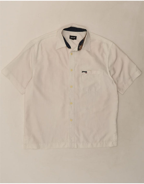 SCHOTT Mens Short Sleeve Shirt Large White Polyester