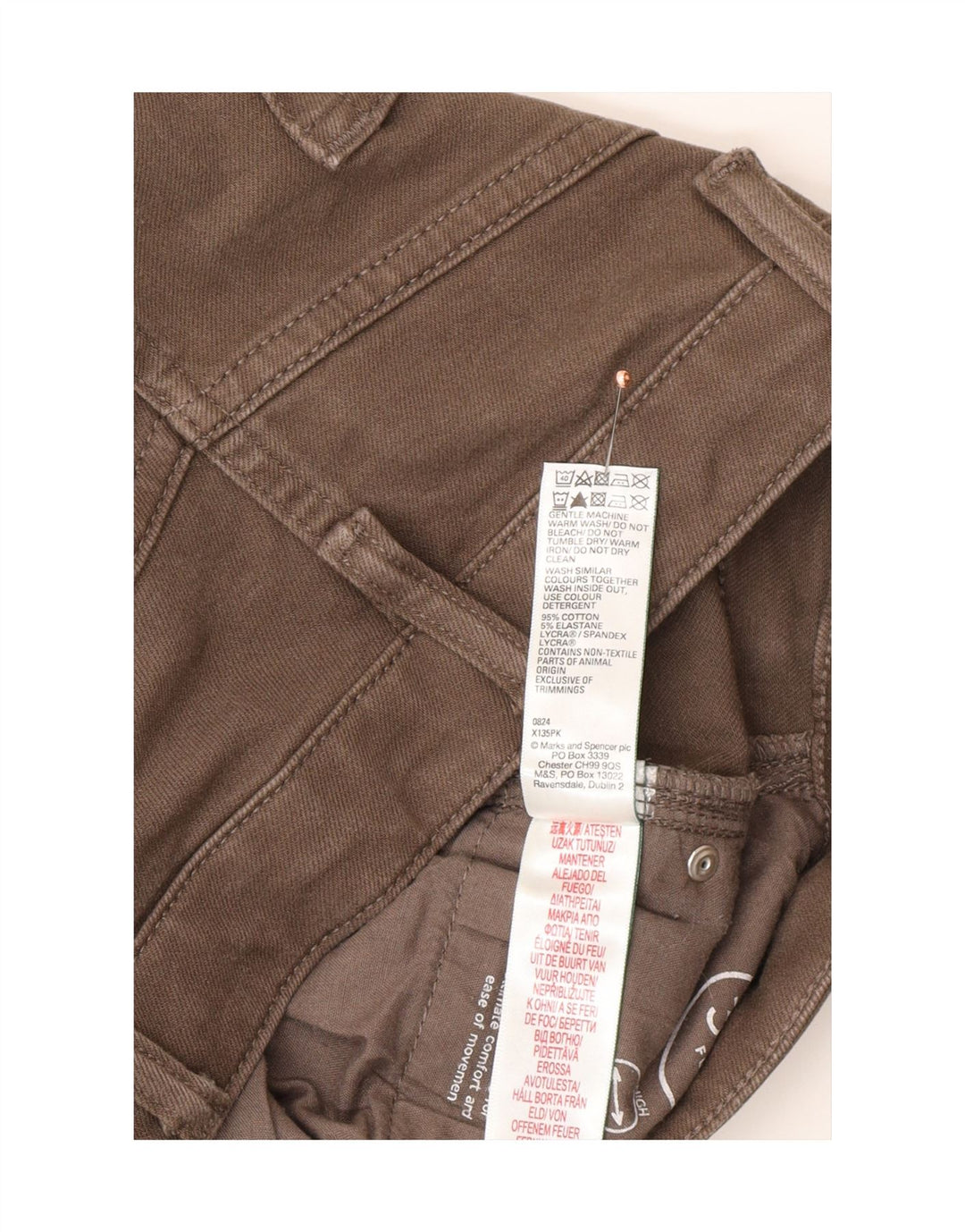 Jeans dritti da uomo Marks & Spencer W36 L29 cotone marrone