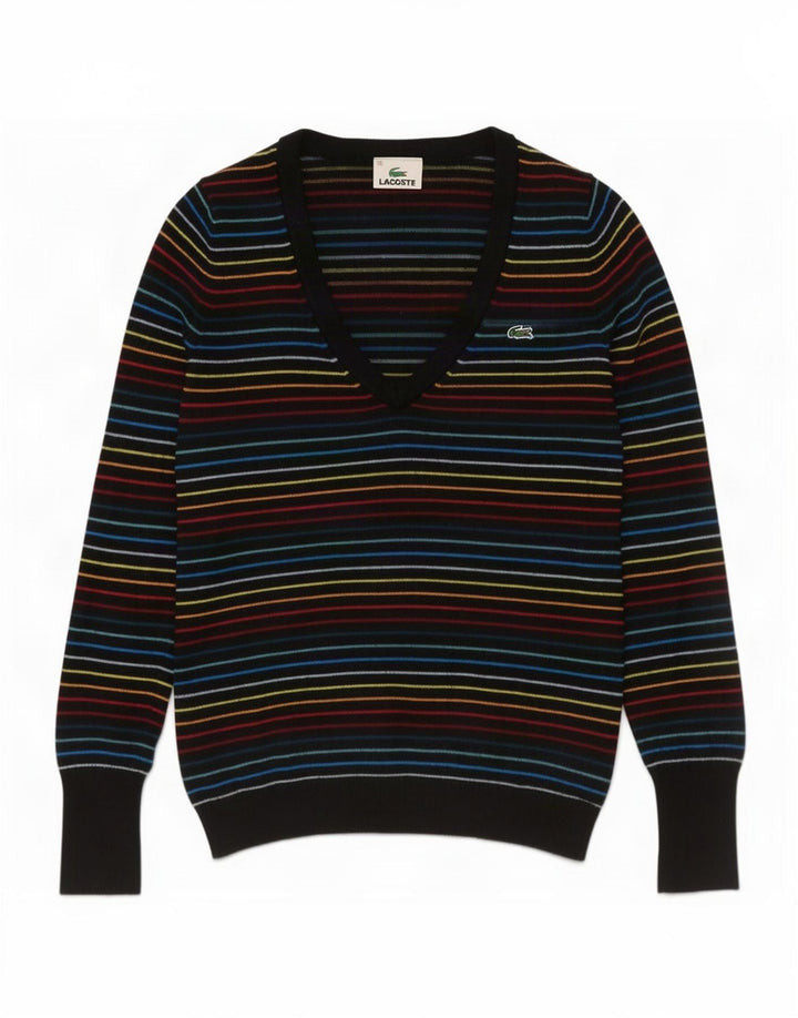 Maglione da donna con scollo a V Lacoste taglia 38 medio a righe multicolore