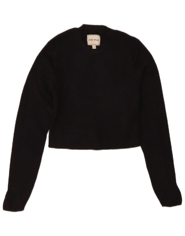 Maglione maglione girocollo corto da donna Jack Wills UK 10 piccolo in viscosa nera