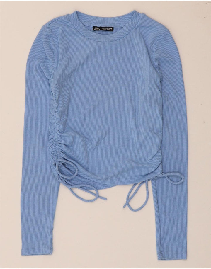 Top corto da donna Zara a maniche lunghe UK 8 piccolo blu