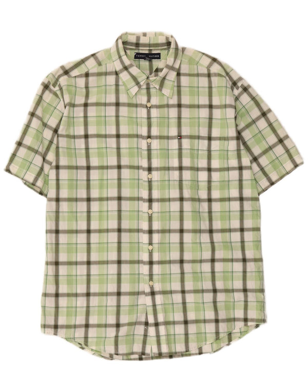 Tommy Hilfiger Mens Short Sleeve Shirt Large Green Check