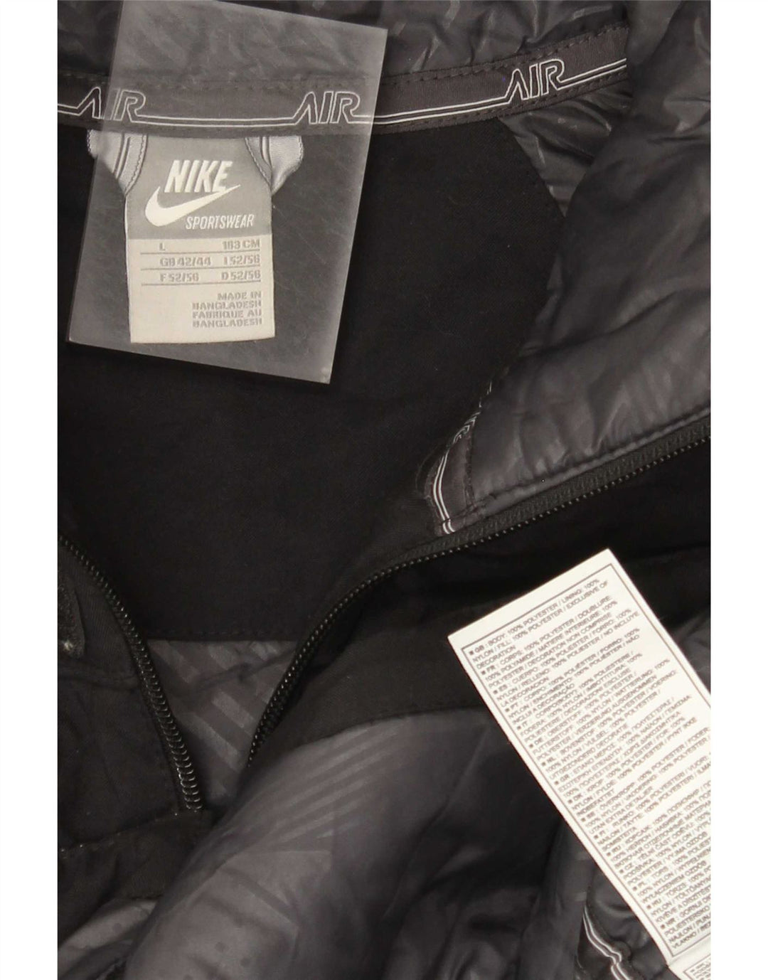 Giacca imbottita con cappuccio grafico Nike da uomo UK 42/44 grande poliestere nero