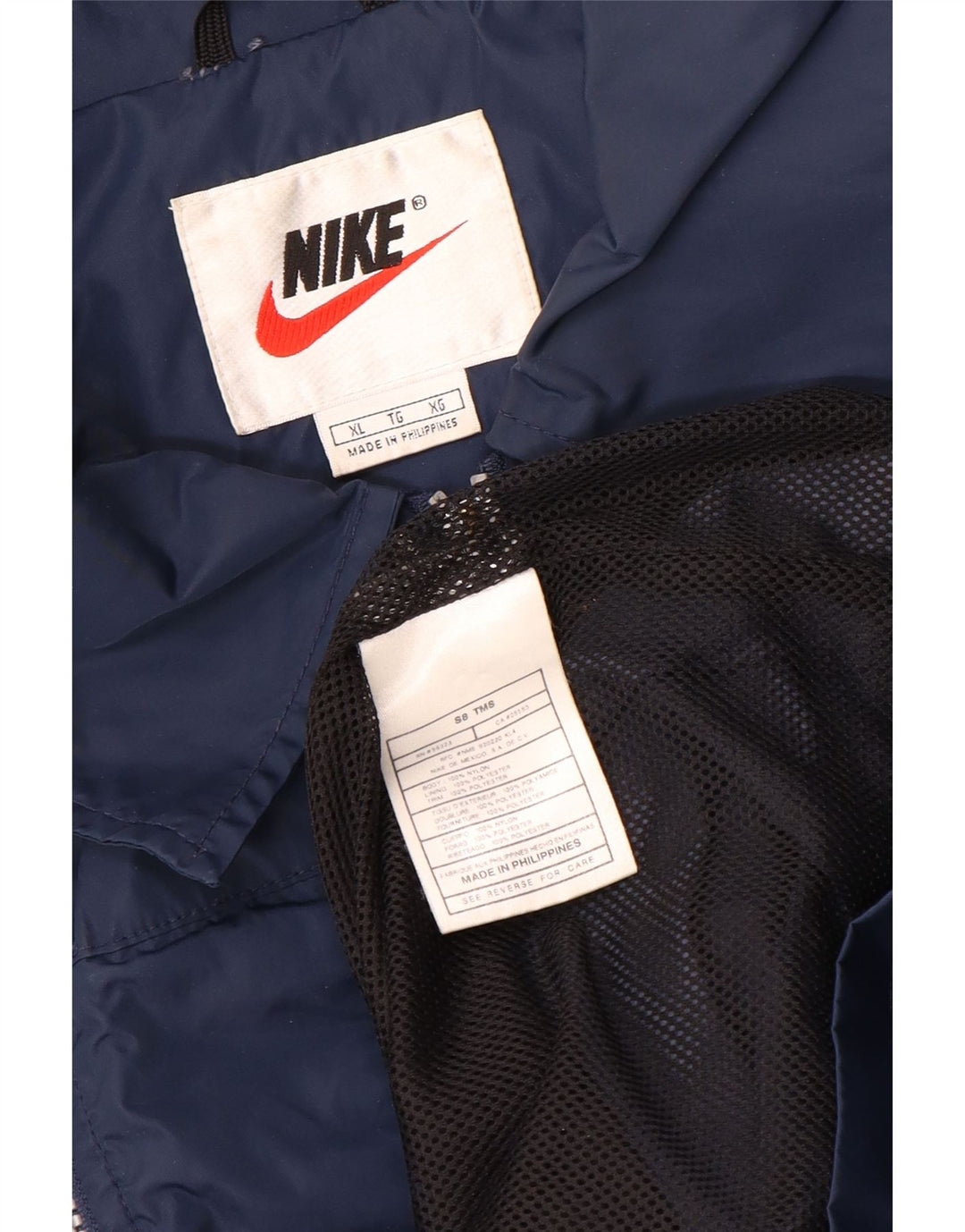 Giacca antipioggia da uomo Nike UK 42 XL nylon a righe blu navy