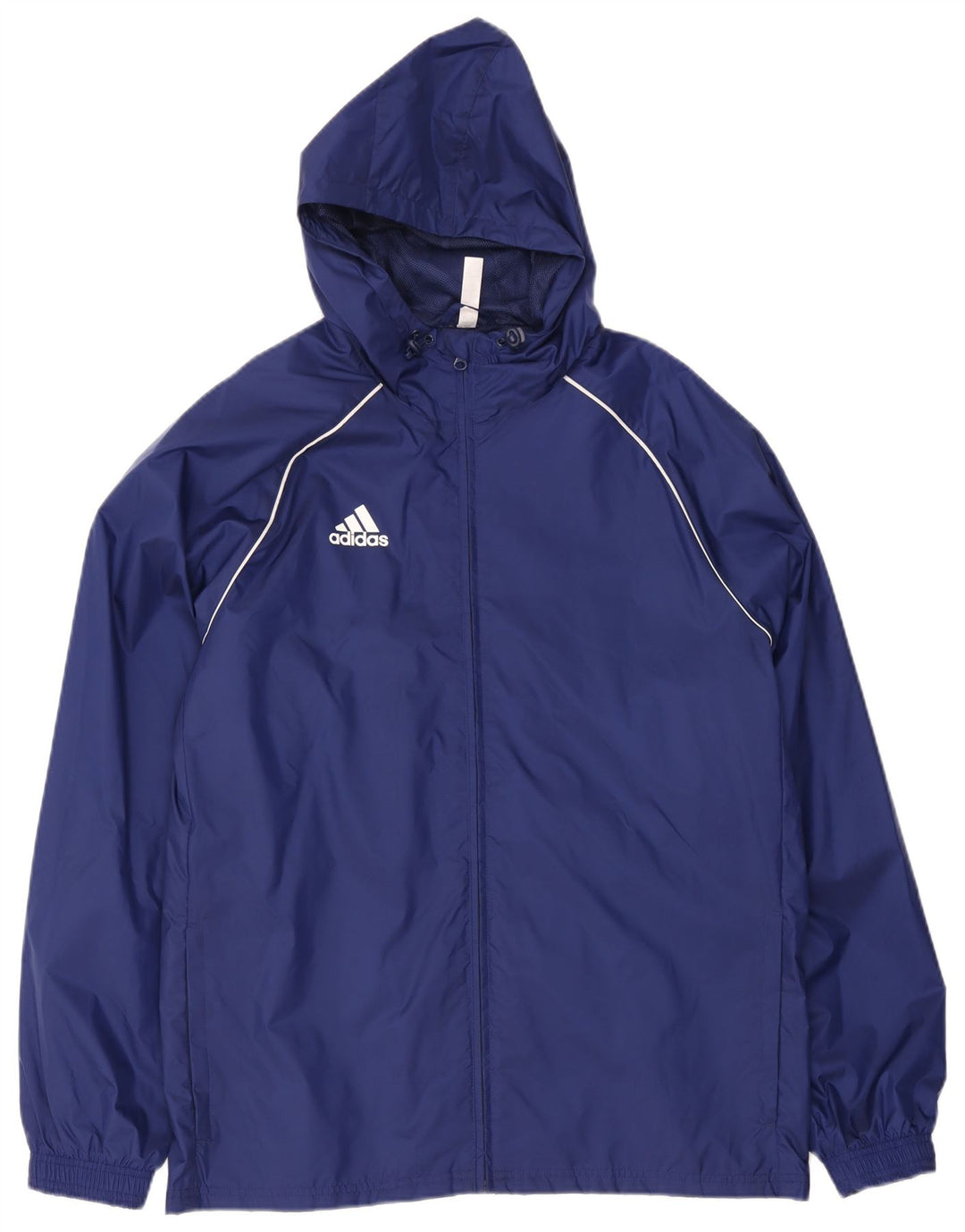 Giacca antipioggia da uomo Adidas con cappuccio UK 40 Large blu navy in poliestere